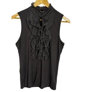 Michael Kors 100% Silk‎ Sleeveless Gray Ruffle Blouse Size Medium